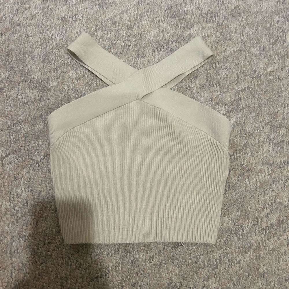 Aritzia Beige Cross-Strap Tank Top
